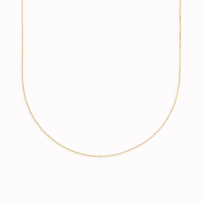 14k gold delicate cable chain necklace in 16 inches displayed on a clean white background
