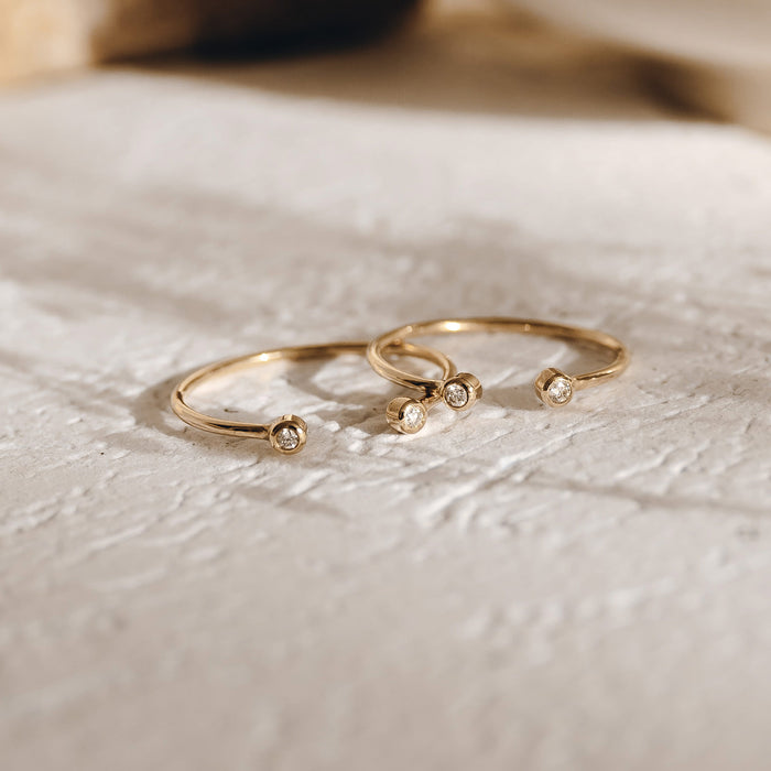 Lab grown diamond 14k solid gold ring pair