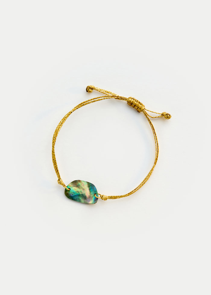 18kt Gold Beachcomber Abalone Shell Drill & Loop Bracelet on Cord