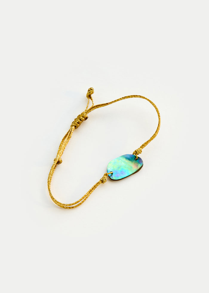 18kt Gold Beachcomber Abalone Shell Drill & Loop Bracelet on Cord
