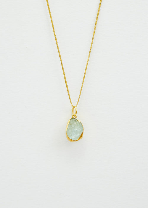 18kt Gold Vermeil Afghanistan Zindagi Now Single Small Aquamarine Pendant on Cord