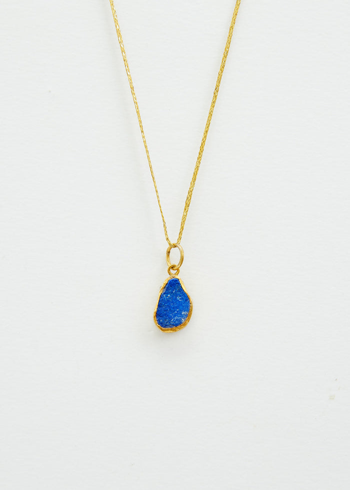 18kt Gold Vermeil Afghanistan Zindagi Now Single Small Lapis Pendant on Cord