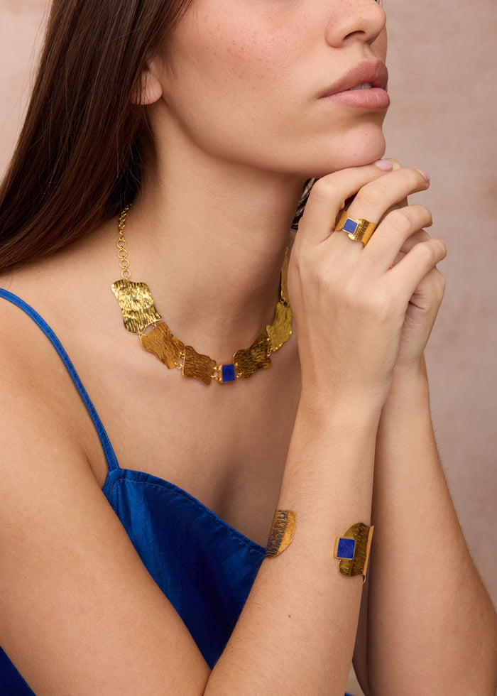 18kt Gold Vermeil Next Generation Lapis Yasamen Cuff Ring