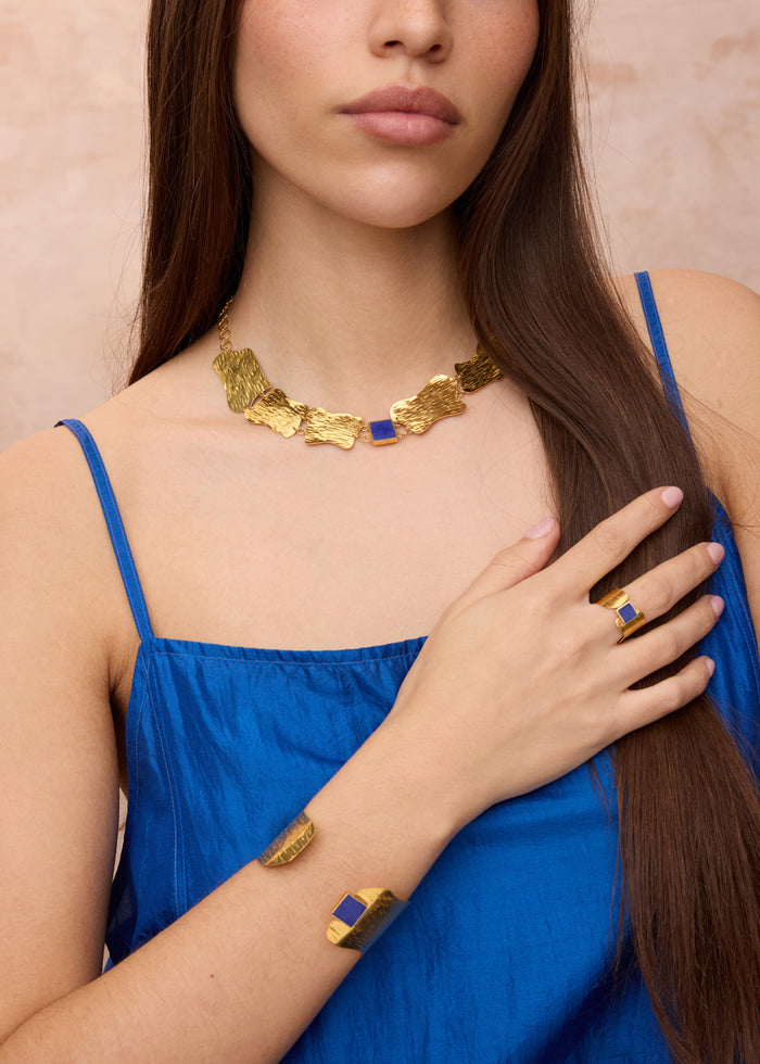 18kt Gold Vermeil Next Generation Lapis Yasamen Cuff Ring
