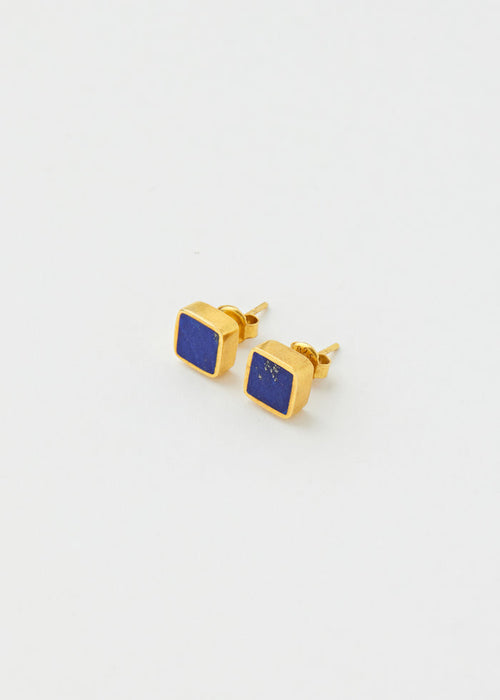 18kt Gold Vermeil PSTM Afghanistan Lapis Square Studs