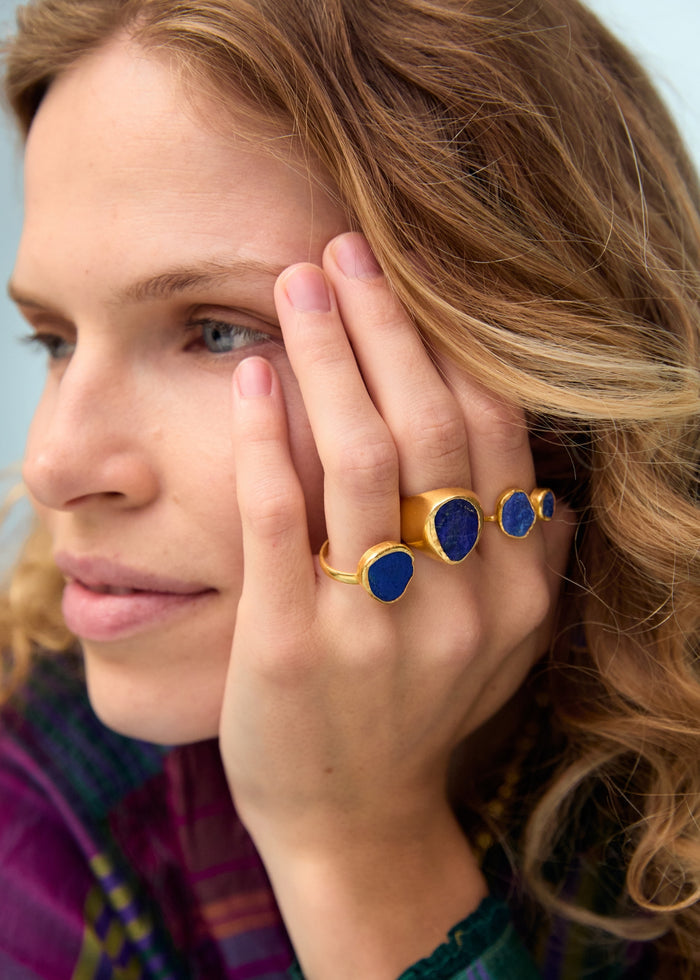 18kt Gold Vermeil PSTM Afghanistan Meena Lapis Ring