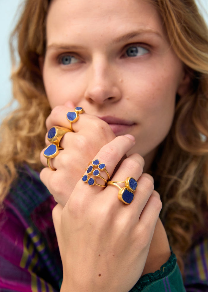18kt Gold Vermeil PSTM Afghanistan Meena Lapis Ring