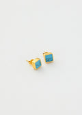 18kt Gold Vermeil PSTM Afghanistan Turquoise Square Studs
