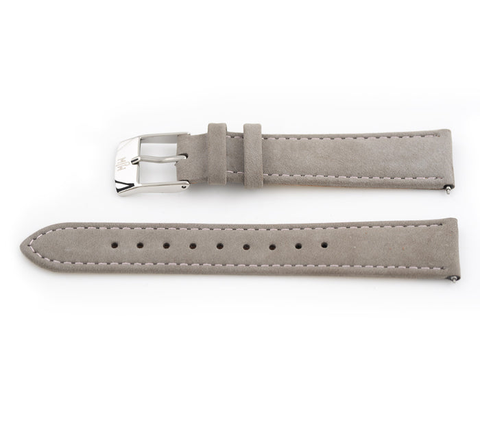 grey suede pink stitch / Silver