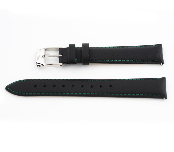 black, green stitch / Silver