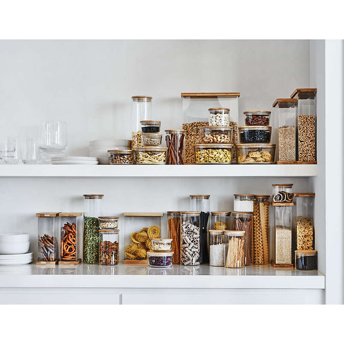 2-Cup Rectangular Glass Storage Container with Bamboo Lid