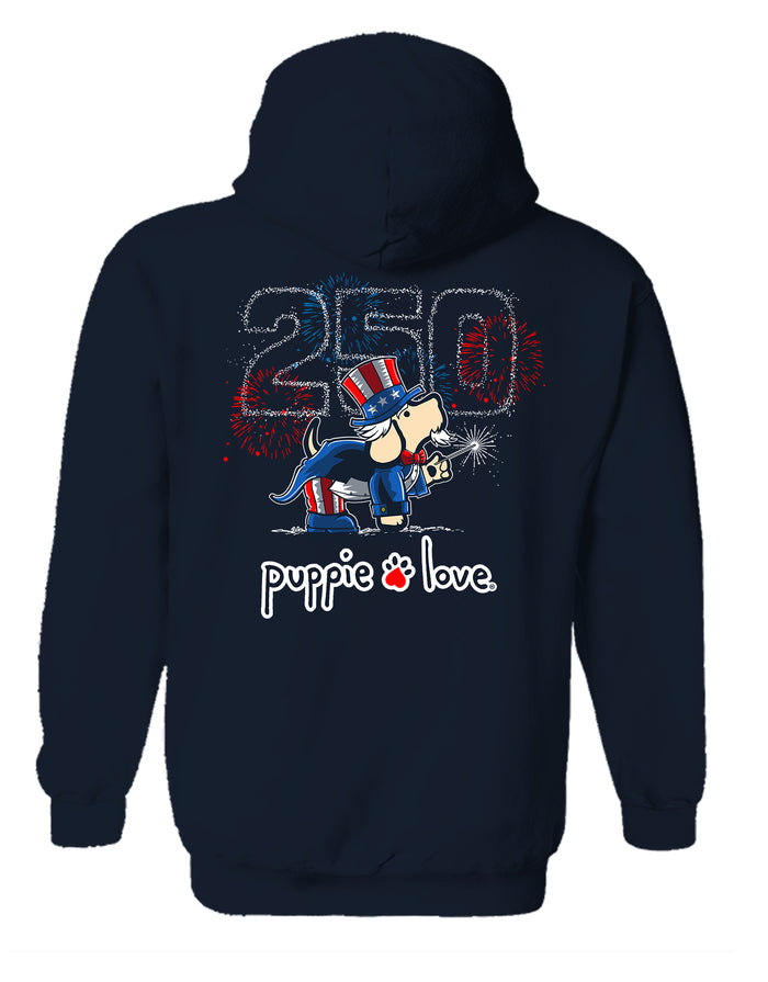 250TH FIREWORKS PUP, ADULT HOODIE PUPPIE LOVE