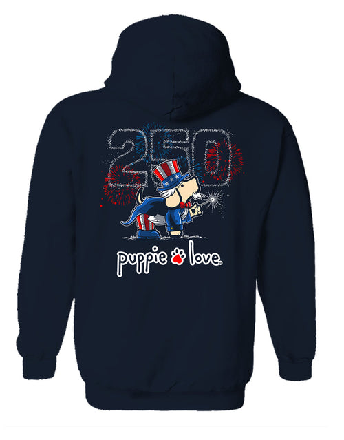 250TH FIREWORKS PUP, ADULT HOODIE PUPPIE LOVE