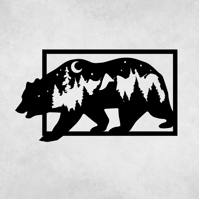 3D Look Bear Metal Wall Art Metalplex
