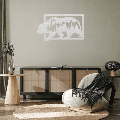 3D Look Bear Metal Wall Art Metalplex