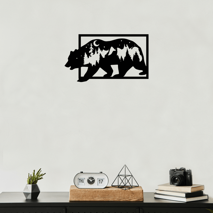 3D Look Bear Metal Wall Art Metalplex