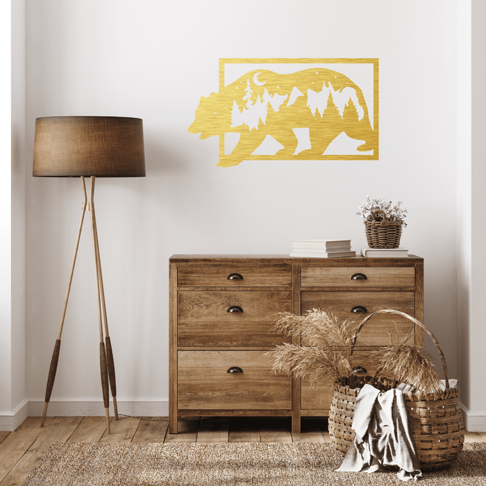 3D Look Bear Metal Wall Art Metalplex