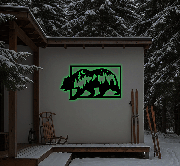 3D Look Bear Metal Wall Art – Wildlife Rustic Cabin Home Decor