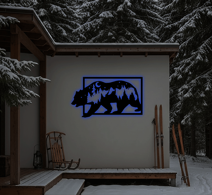 3D Look Bear Metal Wall Art – Wildlife Rustic Cabin Home Decor