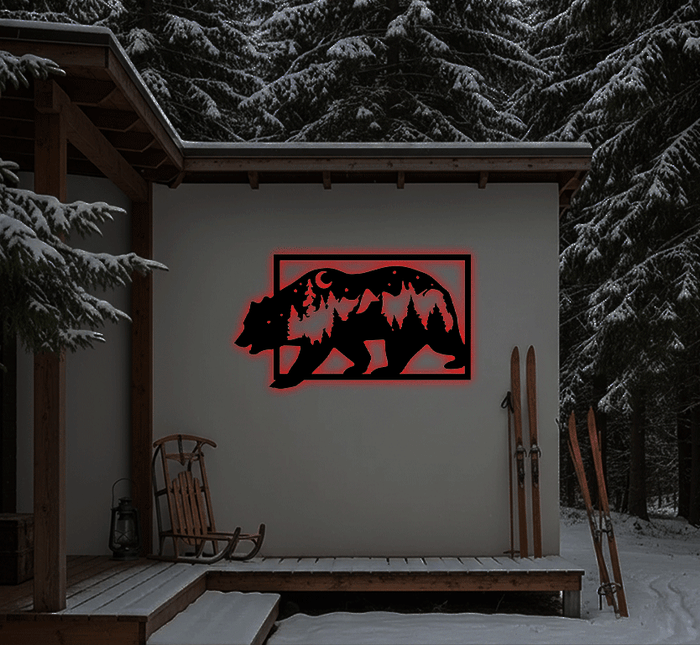 3D Look Bear Metal Wall Art – Wildlife Rustic Cabin Home Decor