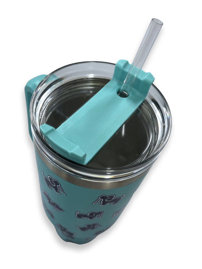40oz STAINLESS STEEL LOGO TUMBLER, CELADON PUPPIE LOVE