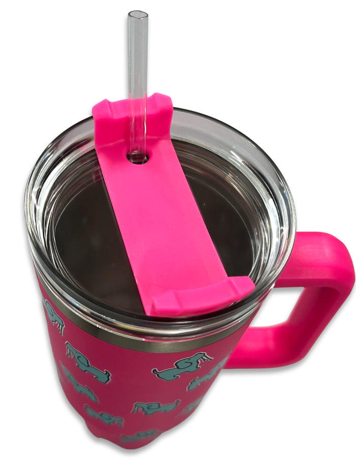40oz STAINLESS STEEL LOGO TUMBLER, HOT PINK PUPPIE LOVE