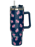 40oz STAINLESS STEEL LOGO TUMBLER, NAVY PUPPIE LOVE