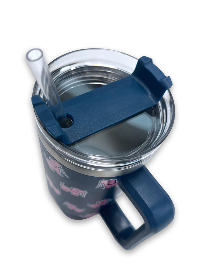 40oz STAINLESS STEEL LOGO TUMBLER, NAVY PUPPIE LOVE