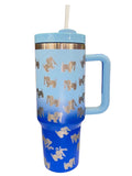 40oz STAINLESS TUMBLER, BLUE OMBRE PUPPIE LOVE