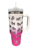 40oz STAINLESS TUMBLER, PINK OMBRE PUPPIE LOVE