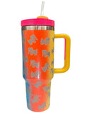 40oz STAINLESS TUMBLER, RAINBOW OMBRE PUPPIE LOVE
