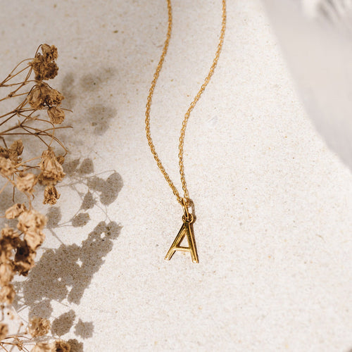 A Necklace / Gold Initial Necklace