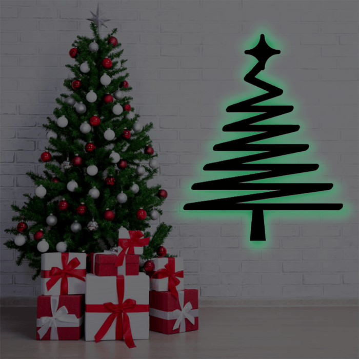 Abstract Christmas Tree Metal Wall Art – Modern Holiday Home & Office Decor