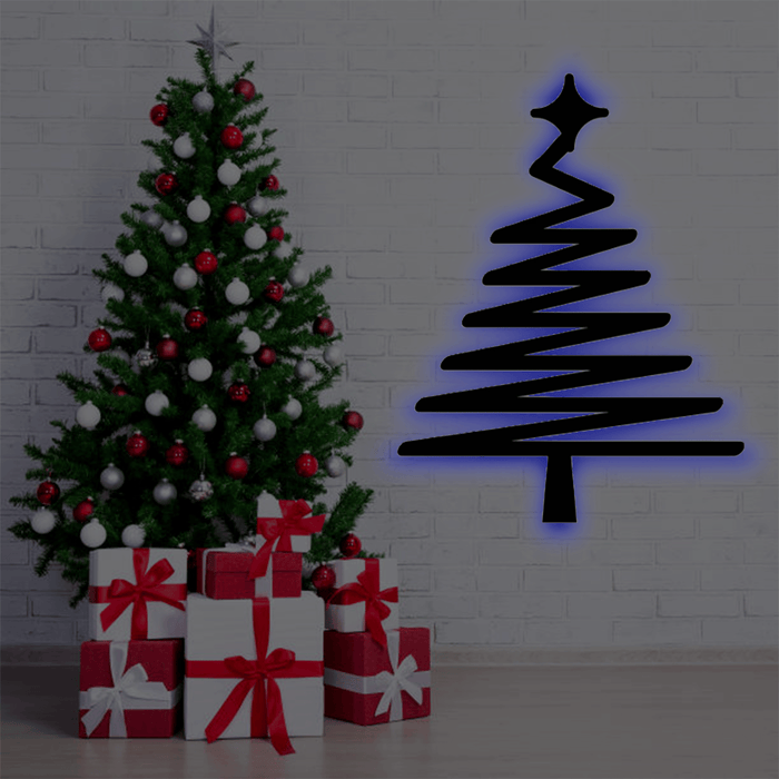 Abstract Christmas Tree Metal Wall Art – Modern Holiday Home & Office Decor