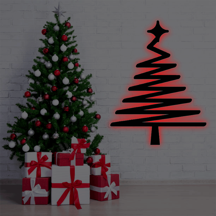 Abstract Christmas Tree Metal Wall Art – Modern Holiday Home & Office Decor