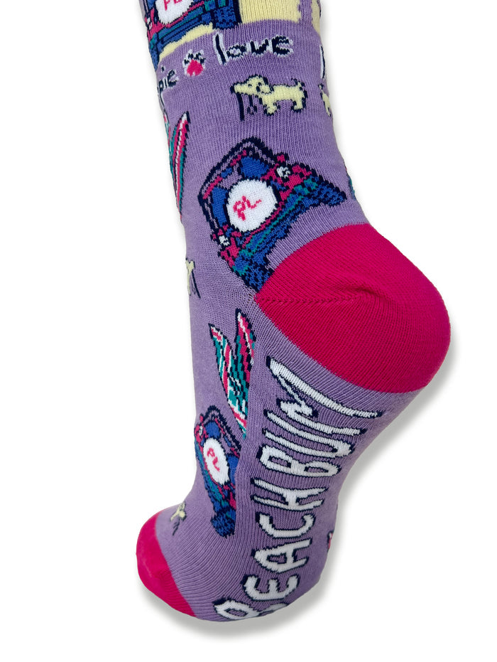 ADULT CREW SOCK, BEACH BUM PUP PUPPIE LOVE