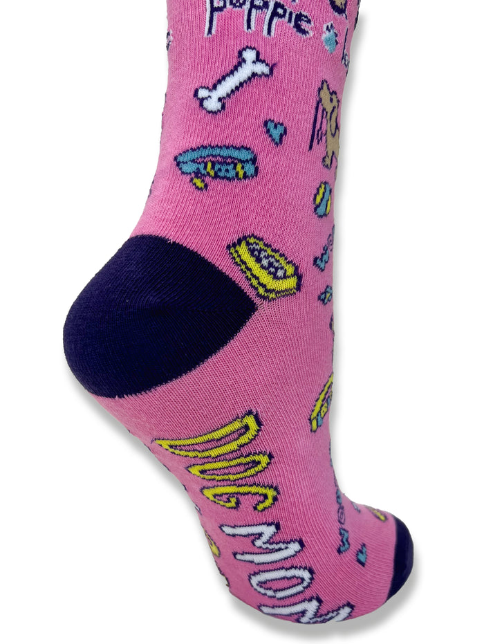 ADULT CREW SOCK, DOG MOM PATTERN PUP PUPPIE LOVE