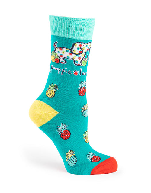 ADULT CREW SOCK, PINEAPPLE PUP ACCESSORY PUPPIE LOVE