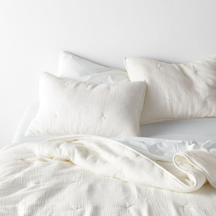 Aire Crinkle Organic Cotton Linen Blend Cotton Cream King Pillow Sham