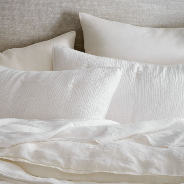 Aire Crinkle Organic Cotton Linen Blend Cotton Cream King Pillow Sham