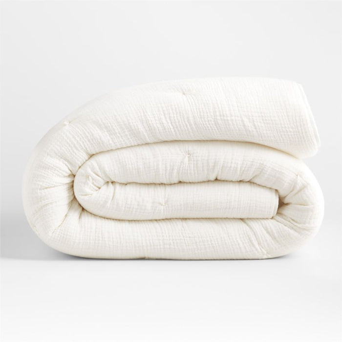 Aire Crinkle Organic Cotton Linen Blend Cotton Cream King Pillow Sham