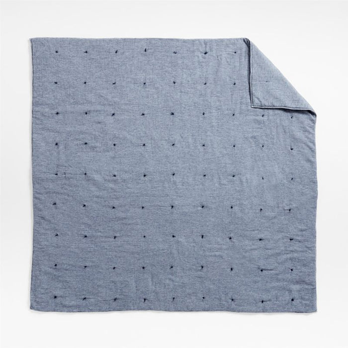 Aire Crinkle Organic Cotton Linen Blend Deep Indigo Standard Pillow Sham