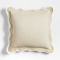 Amalfi Cotton Linen Scallop Edge 23"x23" Arctic Ivory Throw Pillow Cover
