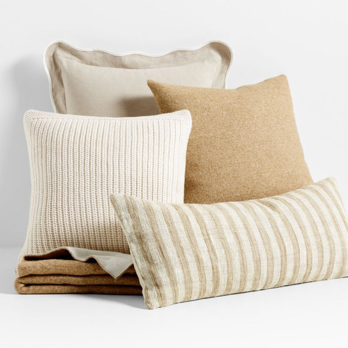 Amalfi Cotton Linen Scallop Edge 23"x23" Arctic Ivory Throw Pillow Cover