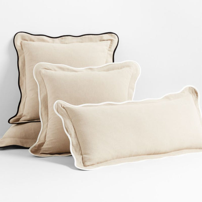 Amalfi Cotton Linen Scallop Edge 23"x23" Arctic Ivory Throw Pillow Cover