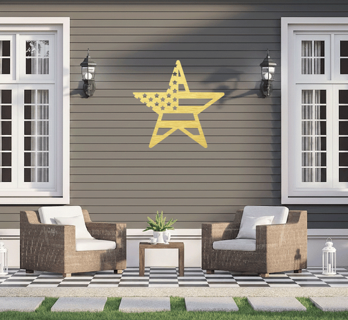 American Flag Star Metal Wall Art – Patriotic USA Home Decor