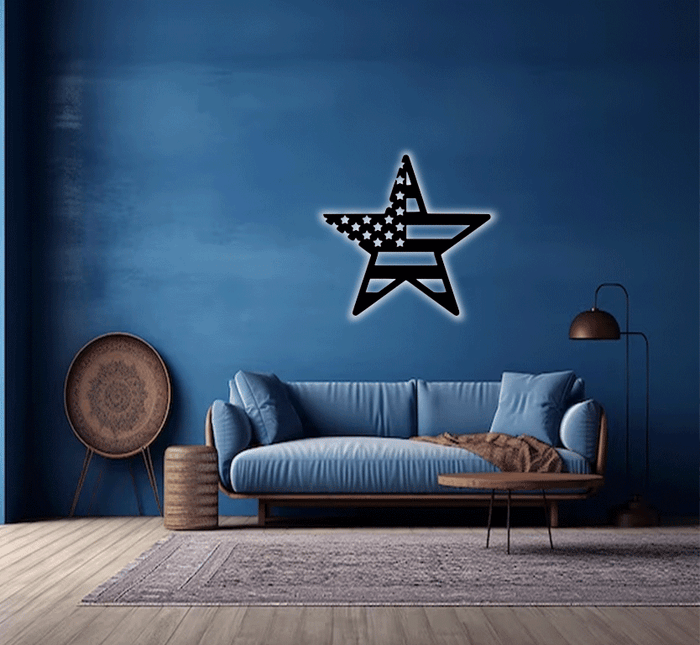 American Flag Star Metal Wall Art – Patriotic USA Home Decor