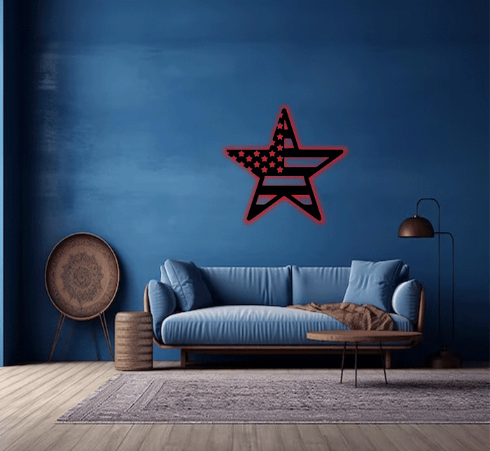 American Flag Star Metal Wall Art – Patriotic USA Home Decor