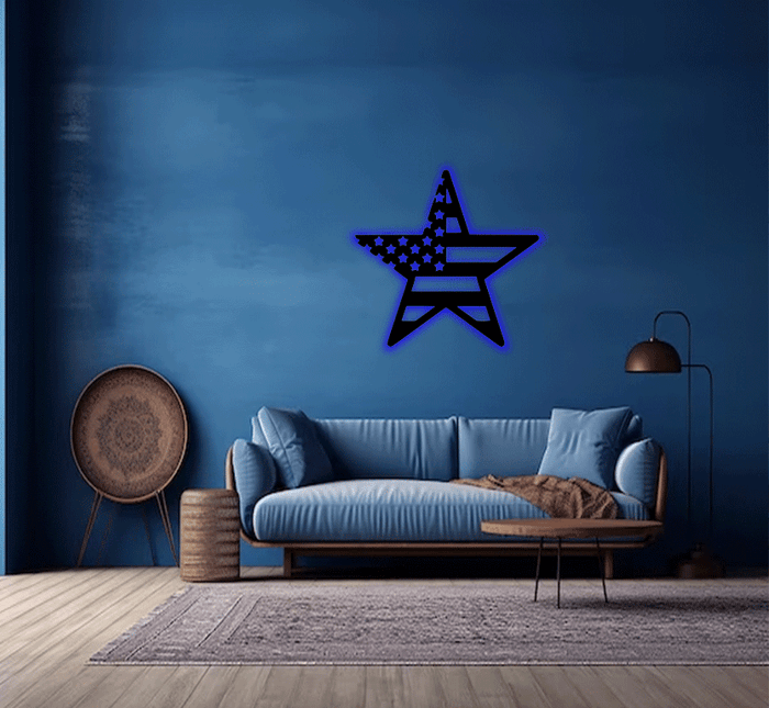 American Flag Star Metal Wall Art – Patriotic USA Home Decor