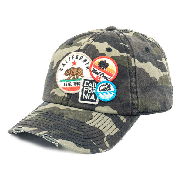 American Needle - Cali Bear Distressed Patch Cap in Camo -